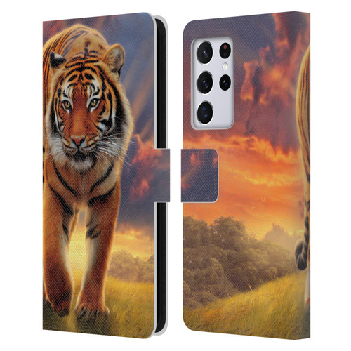 Vincent Hie Felidae Rising Tiger Leather Book Wallet Case Cover For Samsung Galaxy S21 Ultra 5G