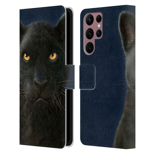 Vincent Hie Felidae Dark Panther Leather Book Wallet Case Cover For Samsung Galaxy S22 Ultra 5G