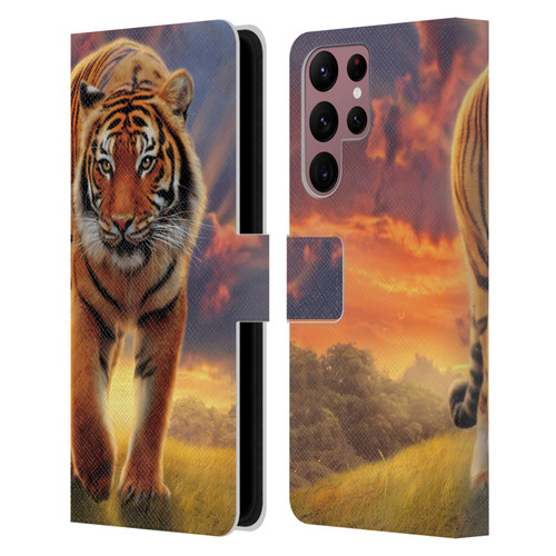 Vincent Hie Felidae Rising Tiger Leather Book Wallet Case Cover For Samsung Galaxy S22 Ultra 5G