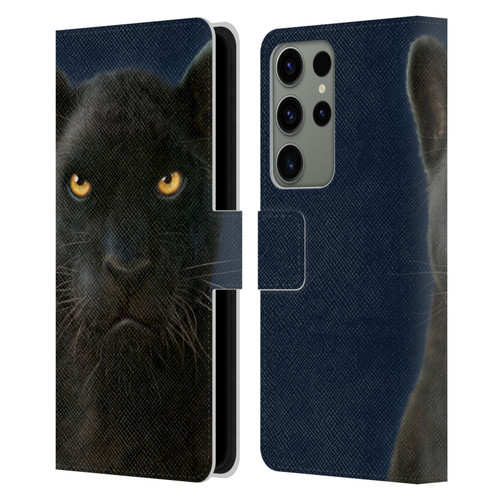 Vincent Hie Felidae Dark Panther Leather Book Wallet Case Cover For Samsung Galaxy S23 Ultra 5G