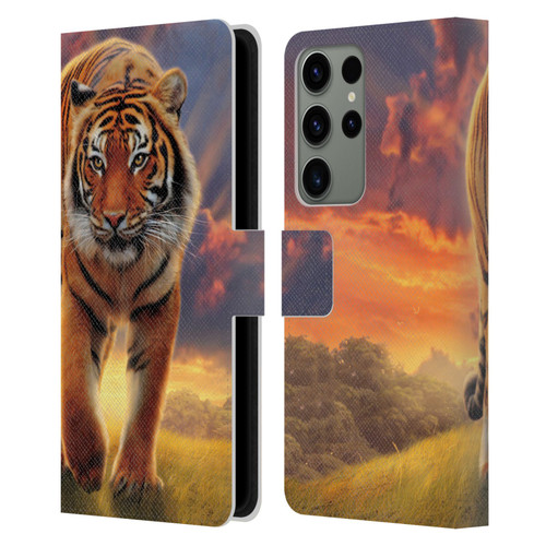 Vincent Hie Felidae Rising Tiger Leather Book Wallet Case Cover For Samsung Galaxy S23 Ultra 5G