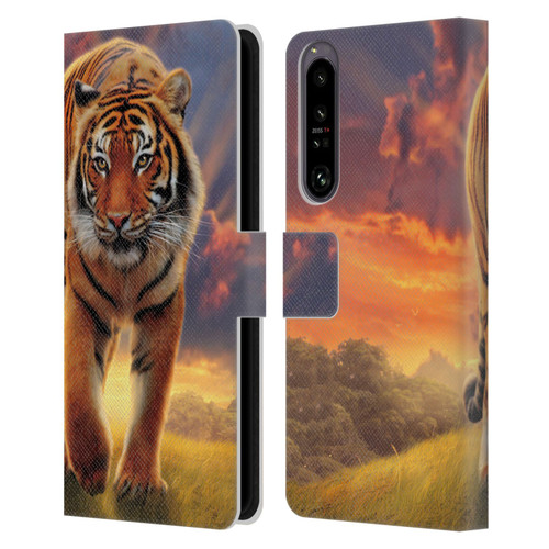 Vincent Hie Felidae Rising Tiger Leather Book Wallet Case Cover For Sony Xperia 1 IV