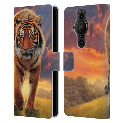 Vincent Hie Felidae Rising Tiger Leather Book Wallet Case Cover For Sony Xperia Pro-I