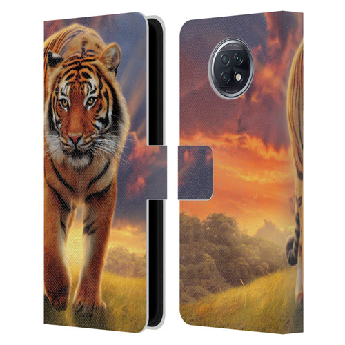 Vincent Hie Felidae Rising Tiger Leather Book Wallet Case Cover For Xiaomi Redmi Note 9T 5G