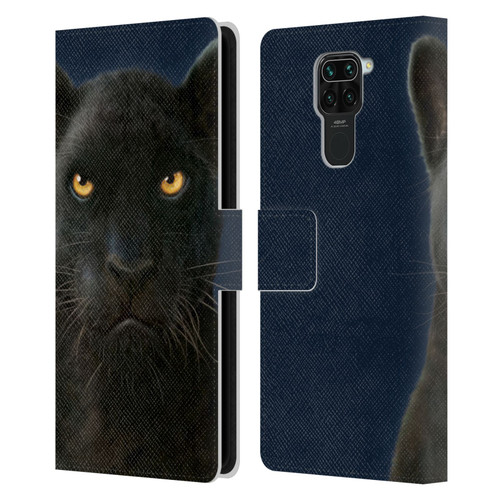 Vincent Hie Felidae Dark Panther Leather Book Wallet Case Cover For Xiaomi Redmi Note 9 / Redmi 10X 4G