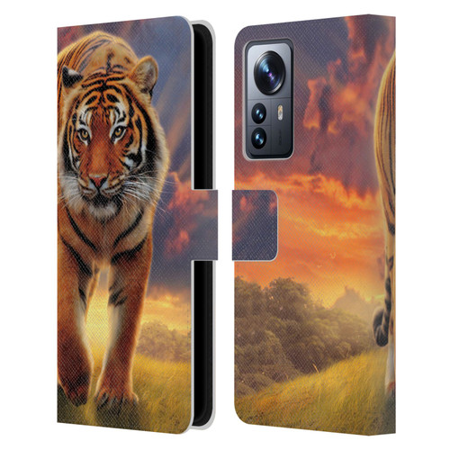 Vincent Hie Felidae Rising Tiger Leather Book Wallet Case Cover For Xiaomi 12 Pro