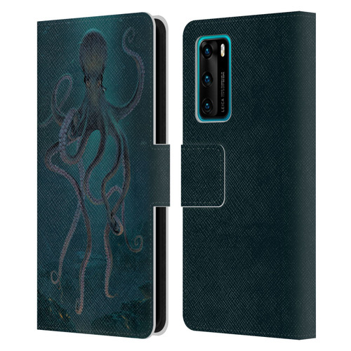 Vincent Hie Underwater Giant Octopus Leather Book Wallet Case Cover For Huawei P40 5G