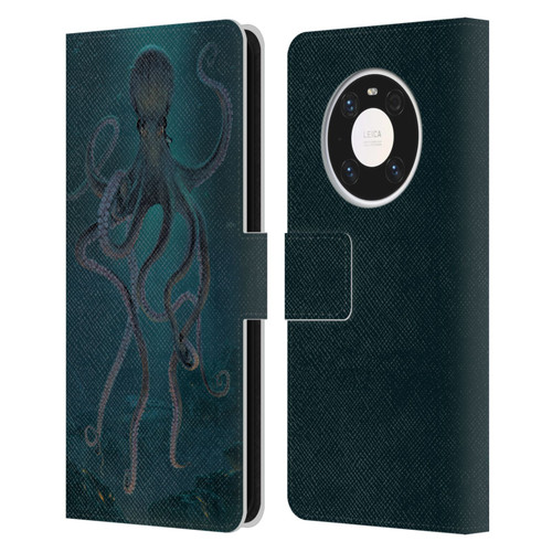 Vincent Hie Underwater Giant Octopus Leather Book Wallet Case Cover For Huawei Mate 40 Pro 5G