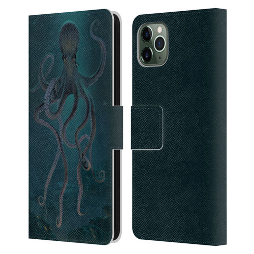 Vincent Hie Underwater Giant Octopus Leather Book Wallet Case Cover For Apple iPhone 11 Pro Max