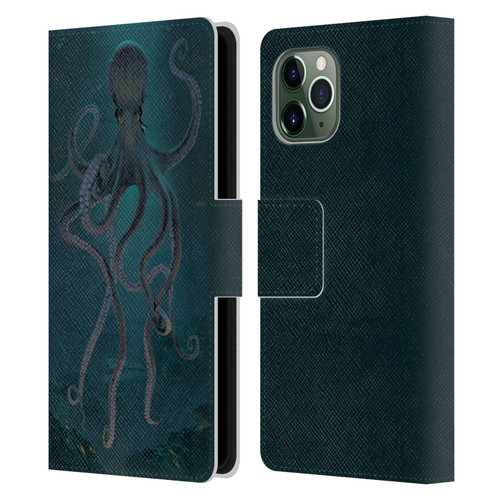 Vincent Hie Underwater Giant Octopus Leather Book Wallet Case Cover For Apple iPhone 11 Pro