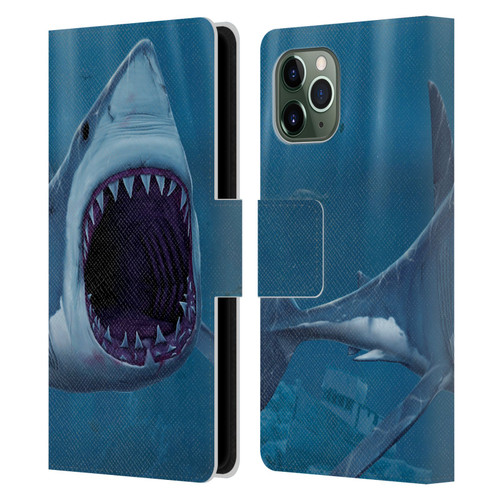 Vincent Hie Underwater Shark Bite Leather Book Wallet Case Cover For Apple iPhone 11 Pro