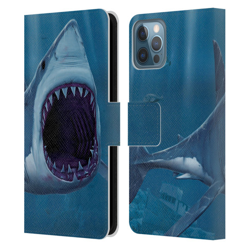 Vincent Hie Underwater Shark Bite Leather Book Wallet Case Cover For Apple iPhone 12 / iPhone 12 Pro