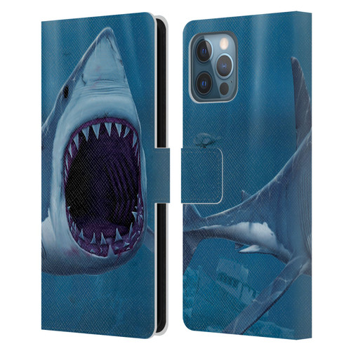 Vincent Hie Underwater Shark Bite Leather Book Wallet Case Cover For Apple iPhone 12 Pro Max