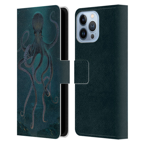 Vincent Hie Underwater Giant Octopus Leather Book Wallet Case Cover For Apple iPhone 13 Pro Max