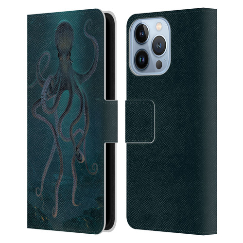 Vincent Hie Underwater Giant Octopus Leather Book Wallet Case Cover For Apple iPhone 13 Pro