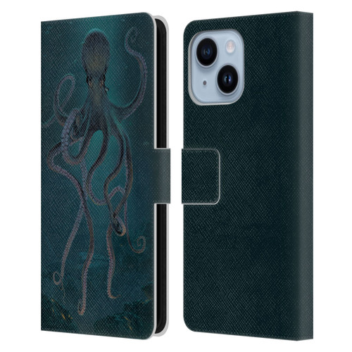 Vincent Hie Underwater Giant Octopus Leather Book Wallet Case Cover For Apple iPhone 14 Plus