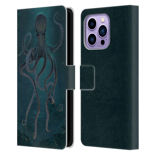 Vincent Hie Underwater Giant Octopus Leather Book Wallet Case Cover For Apple iPhone 14 Pro Max