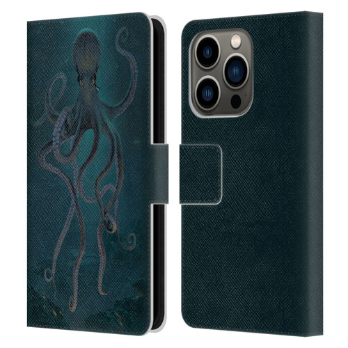 Vincent Hie Underwater Giant Octopus Leather Book Wallet Case Cover For Apple iPhone 14 Pro