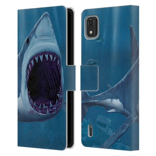 Vincent Hie Underwater Shark Bite Leather Book Wallet Case Cover For Nokia C2 2nd Edition