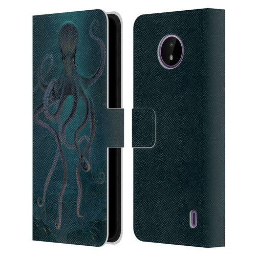 Vincent Hie Underwater Giant Octopus Leather Book Wallet Case Cover For Nokia C10 / C20