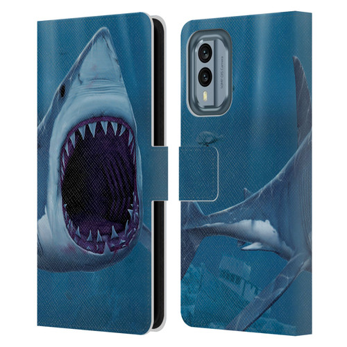 Vincent Hie Underwater Shark Bite Leather Book Wallet Case Cover For Nokia X30