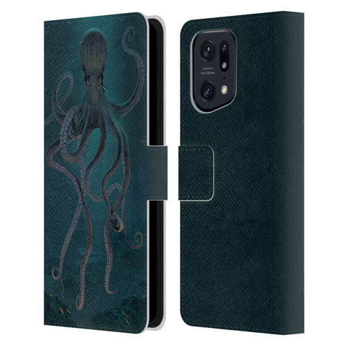 Vincent Hie Underwater Giant Octopus Leather Book Wallet Case Cover For OPPO Find X5 Pro