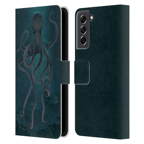 Vincent Hie Underwater Giant Octopus Leather Book Wallet Case Cover For Samsung Galaxy S21 FE 5G