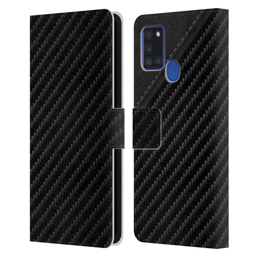 Alyn Spiller Carbon Fiber Leather Leather Book Wallet Case Cover For Samsung Galaxy A21s (2020)