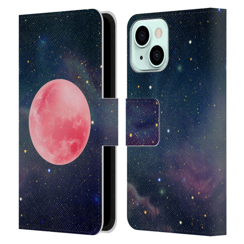 Cosmo18 Space Pink Moon Leather Book Wallet Case Cover For Apple iPhone 13 Mini