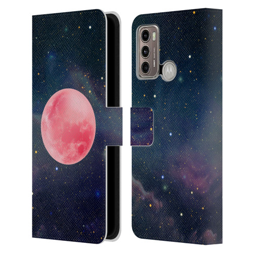 Cosmo18 Space Pink Moon Leather Book Wallet Case Cover For Motorola Moto G60 / Moto G40 Fusion