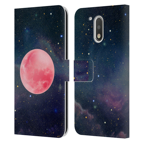 Cosmo18 Space Pink Moon Leather Book Wallet Case Cover For Motorola Moto G41