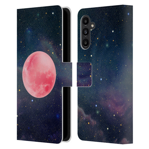 Cosmo18 Space Pink Moon Leather Book Wallet Case Cover For Samsung Galaxy A13 5G (2021)