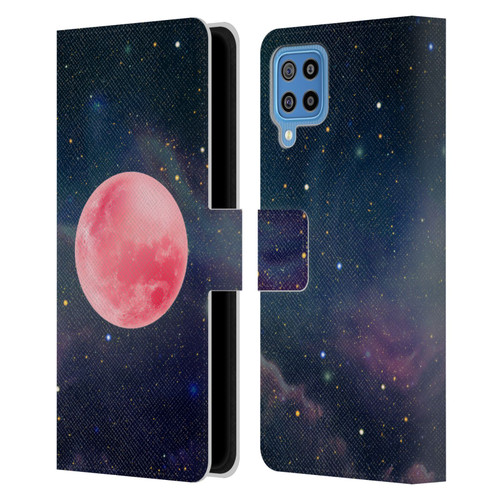 Cosmo18 Space Pink Moon Leather Book Wallet Case Cover For Samsung Galaxy F22 (2021)