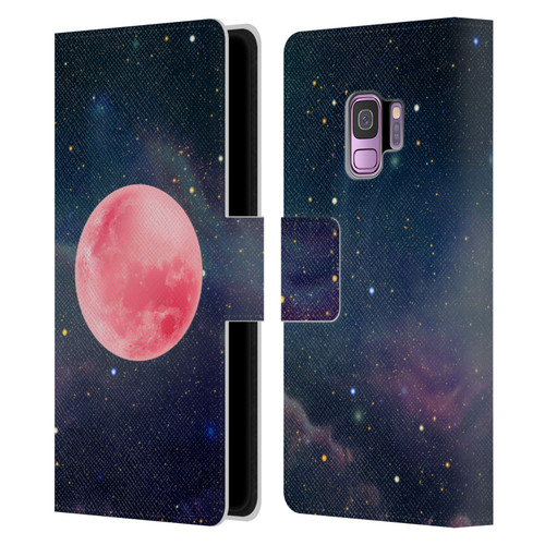 Cosmo18 Space Pink Moon Leather Book Wallet Case Cover For Samsung Galaxy S9