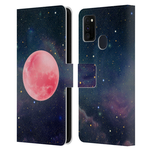 Cosmo18 Space Pink Moon Leather Book Wallet Case Cover For Samsung Galaxy M30s (2019)/M21 (2020)