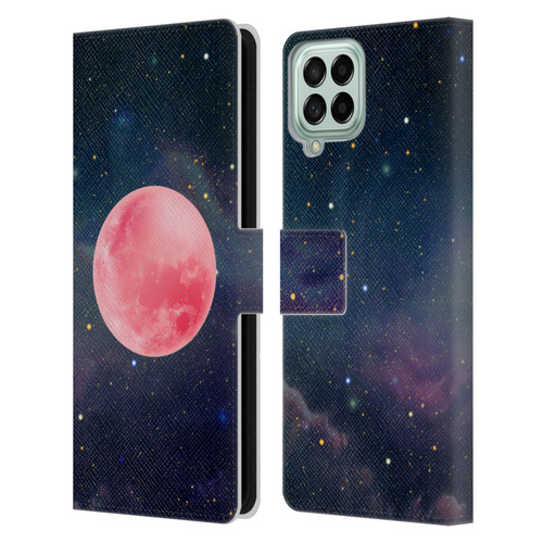 Cosmo18 Space Pink Moon Leather Book Wallet Case Cover For Samsung Galaxy M33 (2022)