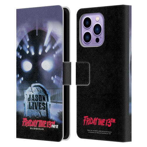 Friday the 13th Part VI Jason Lives Key Art Poster Leather Book Wallet Case Cover For Apple iPhone 14 Pro Max