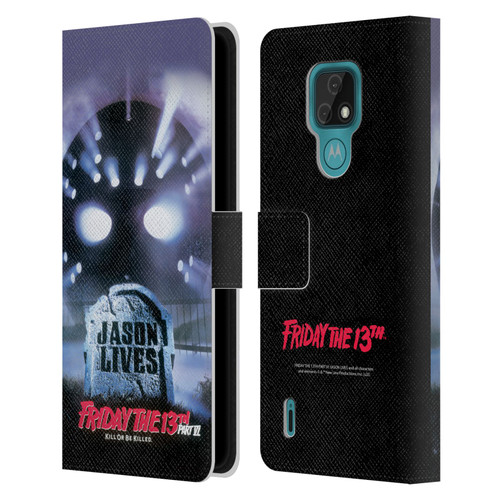 Friday the 13th Part VI Jason Lives Key Art Poster Leather Book Wallet Case Cover For Motorola Moto E7
