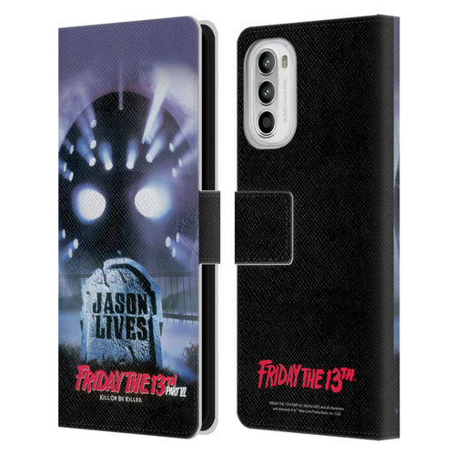 Friday the 13th Part VI Jason Lives Key Art Poster Leather Book Wallet Case Cover For Motorola Moto G52