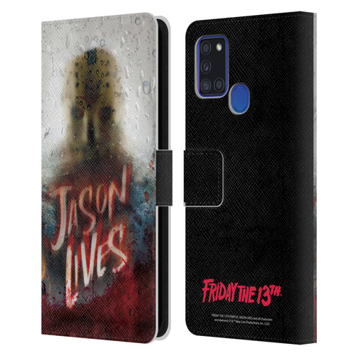 Friday the 13th Part VI Jason Lives Key Art Poster 2 Leather Book Wallet Case Cover For Samsung Galaxy A21s (2020)