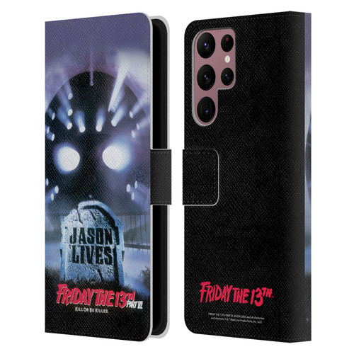 Friday the 13th Part VI Jason Lives Key Art Poster Leather Book Wallet Case Cover For Samsung Galaxy S22 Ultra 5G