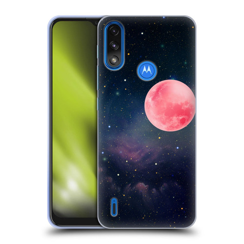 Cosmo18 Space Pink Moon Soft Gel Case for Motorola Moto E7 Power / Moto E7i Power