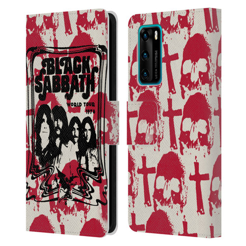 Black Sabbath Key Art Skull Cross World Tour Leather Book Wallet Case Cover For Huawei P40 5G