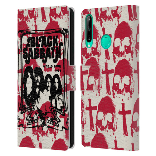 Black Sabbath Key Art Skull Cross World Tour Leather Book Wallet Case Cover For Huawei P40 lite E