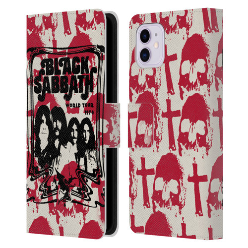 Black Sabbath Key Art Skull Cross World Tour Leather Book Wallet Case Cover For Apple iPhone 11