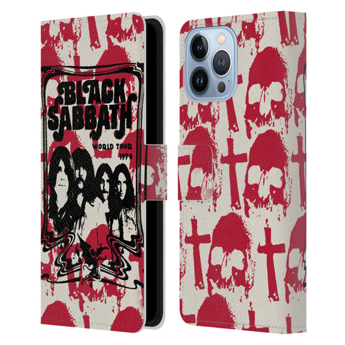 Black Sabbath Key Art Skull Cross World Tour Leather Book Wallet Case Cover For Apple iPhone 13 Pro Max