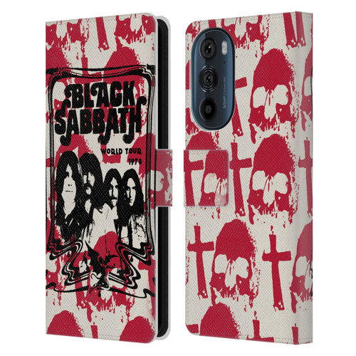 Black Sabbath Key Art Skull Cross World Tour Leather Book Wallet Case Cover For Motorola Edge 30