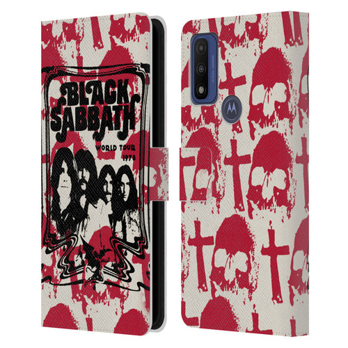 Black Sabbath Key Art Skull Cross World Tour Leather Book Wallet Case Cover For Motorola G Pure