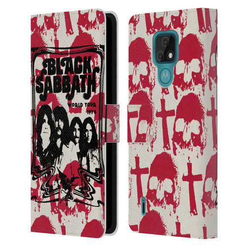 Black Sabbath Key Art Skull Cross World Tour Leather Book Wallet Case Cover For Motorola Moto E7