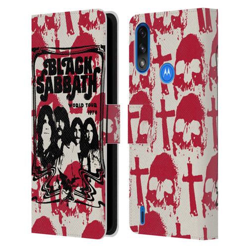 Black Sabbath Key Art Skull Cross World Tour Leather Book Wallet Case Cover For Motorola Moto E7 Power / Moto E7i Power